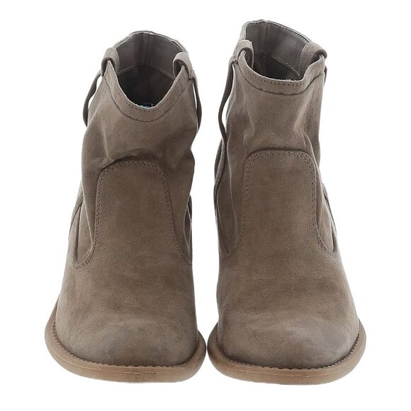 CQupid western style pull on taupe ankle booties 6 - Picture 3 of 7